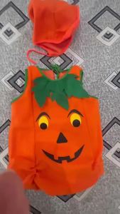 Halloween Costume Baby Boy and Girls Newborn Cosplay Pumpkin Costume 2-10 Years Pumpkin Romper+Hat Clothing Set Party