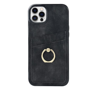 For iPhone 16 Pro Max/15 Pro Max/14 Pro Max/iPhone 13 Mini Leather case card bag phone case rotating ring shockproof protective cover For Apple 14 15 16 Plus 16+ 15+ 14+ 12 Mini