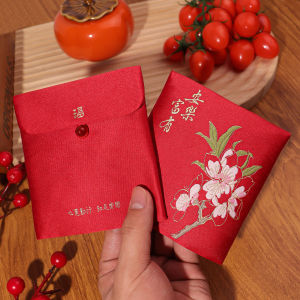 Red Pocket for Lucky Money One Hundred Yuan One Thousand Yuan Fabric Embroider Creative Wedding Birthday Baby Full Moon New Year Holiday Universal Small Red Envelope