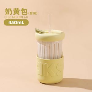 แก้วน้ำชาแยกส่วนผสม AKS ความจุขนาดใหญ่ ดีไซน์น่ารัก แก้วน้ำชาสำหรับผู้หญิง แก้วน้ำดื่มแบบมีสตริปป์