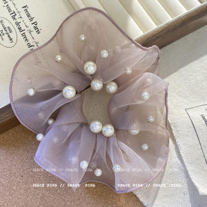 Elegant Loose Pearl Mesh Hair Ties for Women Hepburn Style Fashionable Versatile Head Ropes Hair Accessories Fresh out New