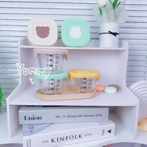 [HCM] Hộp thuỷ tinh trữ đông_Cốc nấu cháo cho bé có chia vạch có van thoát khí ( vuông 170ml) -Randy