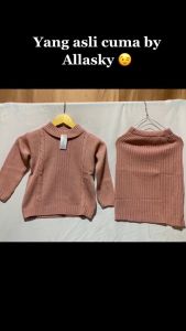 COD Setelan Rajut Anak Perempuan Aurora Set Rok Usia 2-12 Tahun Ukuran S M L XL XL Warna Pastel
