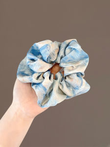 Elegant Water Ink Oil Painting Gradient Satin Hair Ties Womens New 2024 High-End Feelings National Style Large Bow Hair Bands