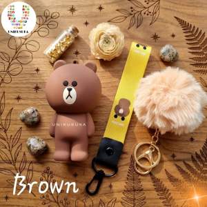 [UNIKUSUKA] Gantungan tas kunci dompet pom pom karakter boneka besar 10cm lucu serbaguna