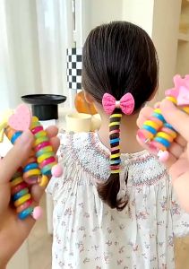 1 PC Coil Hair Tie Kids Girl Ponytail Hair Rope Fashion Scrunchies Braided Telephone Accessories