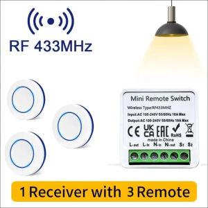 Szaoju 433HMz Wireless Round Button Remote Mini Receiver 110V 220V 240V RF Safey Switch Module 2200W Fr Home LED Lamp Bulb