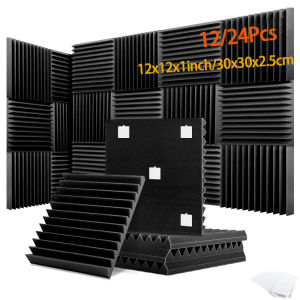 Acoustic Foam Panels for Noise Reduction 12/24-piece triangular groove design for noise-absorbing wall panels Soundproofing wall