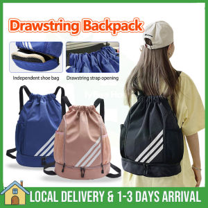 New Design Drawstring Bag Backpack Outdoor Double Shoulder Sports Backpack Gym Bag Waterproof Large Capacity Hiking Beg Bola Sepak Shoe Bag