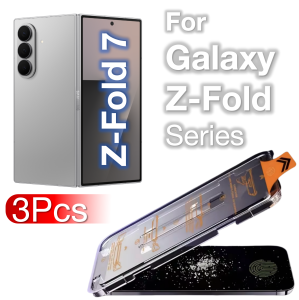 3Pcs For Galaxy Z Fold 7 6 5 4 3 2 Z-Fold7 Fold7 Fold6 Screen Protector Fingerprint Toughened Glass Accessories No Dust Easy Kit