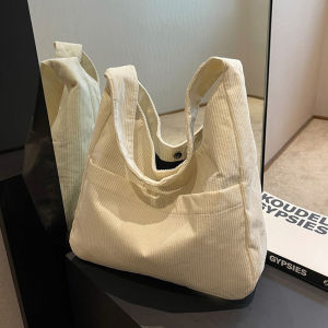 Large Capacity Corduroy Shoulder Bag for Women Trendy Fashionable Versatile Tote Bag Ideal for Class Student Shopping