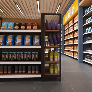 Nearra Metal Shelf 4 Layers Display Shelves Supermarket Sturdy Wood Board Organizer Rack Bearing 700KG