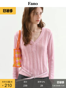 Sweet & Cool Macaron Breathable Rib Texture V-Neck Semi-Open Knit Sweater