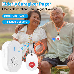 Calltou Wireless Caregiver Pager Call System Emergency Call Bedside Doorbell Buzzer for Elderly Home Hospital Nursing Home CC06