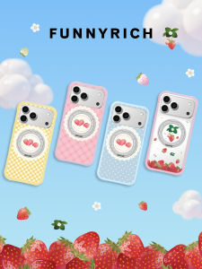 FUNNY RICH | New Stand Case Liquid Silicone Strawberry Style for iPhone Shockproof