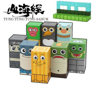 Tralalero Tralala  Magnetic Building Blocks Tungtung Sahur Brainrot Anime Action Figures Magnet Cube Gift Children and Boys Toys