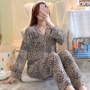 Cardigan Poplin Pajamas Womens Spring and Autumn Fancy Homewear Polka-Dotted Sweet Student Bourette Suit Summer Ke Outwear