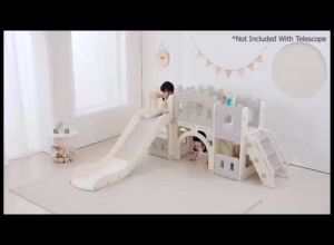 GOOGOO BIRD Happy Castle Slide And Swing Playground Basketball Hoop Indoor Mini Play Set For Kids Toys Mainan Gelongsor Anak Budak Kanak Buaian