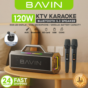 BAVIN BM26 Splash-Proof Outdoor Bluetooth Speaker Durable with 2 Wireless Microphones