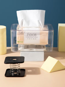 Jujia Jia กล่องกระดาษทิชชู่ที่รองสปริงแบบดึงกระดาษแผ่นรองสปริงแบบยืดหยุ่นเพิ่มความสูงอัตโนมัติอุปกรณ์วิเศษที่รองสปริงที่รองสปริง