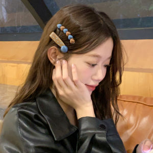 กิ๊บติดผมลายจุดสีน้ำตาลเกลือทะเลสำหรับผู้หญิง 2025 กิ๊บติดผมทรงเหลี่ยมด้านข้างแบบลำลอง กิ๊บติดผมด้านหน้า สไตล์หวานๆ