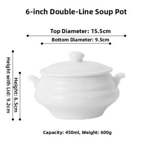 Hotel Large Ceramic Soup Bowl for Traditional Cantonese Soups Birds Nest and Steaming