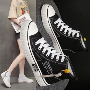 Womens canvas front lace-up breathable womens shoes Korean style running shoes