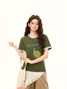 WILDAZI | Fruit Print Lace Trim Spicy Girl Short Style T-Shirt