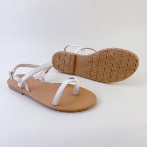 Dép sandal nữ quai dây mảnh đế bệt xỏ ngón thấp 1 cm đi biển thời trang cao cấp Hishoo S059
