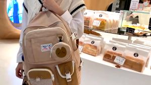 MR Ins School Bag Backpack Female High School Student Bag Large Capacity Nylon Waterproof Women Casual Travel Beg 可爱女生双肩背包