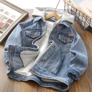 Boys Thoải Mái Denim Áo Khoác Mùa Xuân Mùa Thu Xu Hướng Âu Mỹ Phong Cách Mới Dành Cho Trẻ Em Áo Khoác Có Mũ Trùm Đầu Trẻ Em Trung Và Lớn Thoải Mái Áo Bé Trai