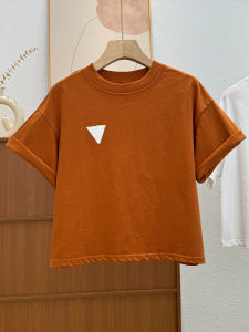 Summer Fashion Loose Fit round Neck Short Sleeve T-Shirt Womens Casual Comfortable Slimming Top Color Block Design Printed Korean Style