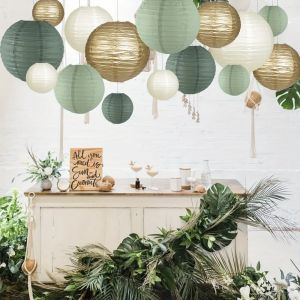 Sage Paper Lantern Wedding Decoration Background Retro Green Lantern Set A Variety of Styles Holiday Props Home Decoration 1 Set