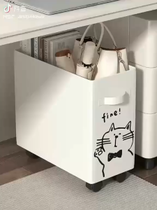 JS SHOP Cartoon Organizer Office Desk Storage Boxes Cart Versatile Basket with Wheels