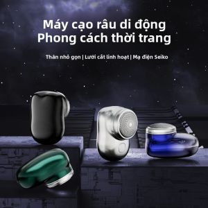 Máy Cạo Râu Điện Mini Cho Nam Di Động Máy Cạo Râu Khô/Ướt Kích Thước Bỏ Túi Pin Thông Minh Lưỡi Dao Xoay Sạc Nhanh Thép Không Gỉ