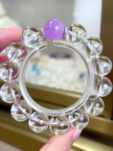 Montagne Jewelry Original Design Fine Jewellery Natural 14mm Spodumene Purple Quartz White Crystal Bracelets
