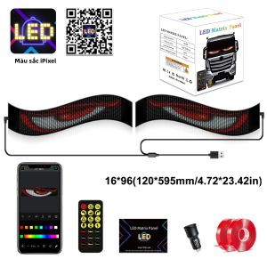 Đèn LED Mắt Quỷ Động Cho Ô Tô Xe Tải Màn Hình Mềm Linh Hoạt Lập Trình Được Điều Khiển Từ Xa Bằng Ứng Dụng Bluetooth Đèn Trang Trí Kính Chắn Gió