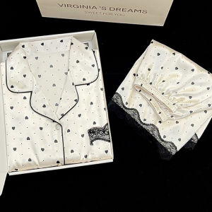 Ice Silk Summer Short Sleeve Sleepwear Set