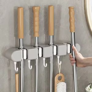 Upgraded Broom Holder / Heavy Duty Suction Cup Broom Holder / Wall Mounted No Drilling Mop Hanger / Household Mop Storage Rack