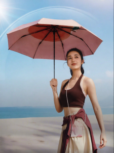 Beneunder | Portable Womens Sunshade Umbrella BM397 UV Protection Spring Summer Polyester Fiber Five-fold Compact Sunny Rain Dual-use Umbrella