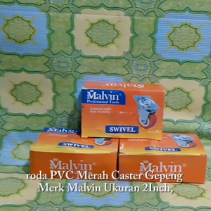 1KOTAK ISI 4PCS Roda PVC Merah Caster Gepeng Merk Malvin Ukuran 2 2In 2Inch
