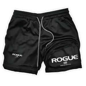 Rogue Gyms Mens Fitness Shorts 2 in 1 Double-deck Compression Summer Sportswear Male Sports Tracksuit Joggers Short