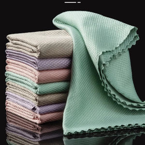 10/20pcs ผ้าทําความสะอาดกระจกไมโครไฟเบอร์ Rag Lint ฟรีสําหรับ Windows รถห้องครัวกระจก NO Trace Reusable ปลา Rag ขัด