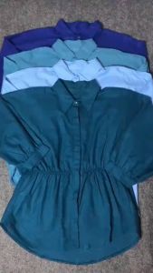 kemeja wanita terbaru-alya shirt kerut depan-atasan wanita terbaru-blouse wanita lengan panjang