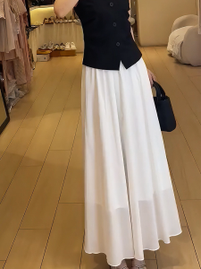 MANMI | Summer A-Line Skirt Minimalist Style White High-Waist Ruffle Drape