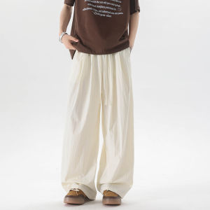 Casual Ice Silk Yamamoto Pants Mens Summer Thin Oversize Loose Straight Cool Casual Trousers Straight Leg Fit Daily Wear