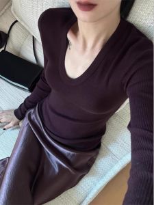 HUOLISI | French Style U-Neck Short Fit Wool Knit Top