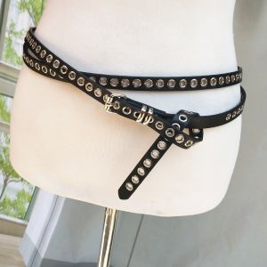 New Spring Summer Womens Dress Belt Double Circle Any Knot Matching Accessory Skirt Belt Simple Waist Chain PU Material