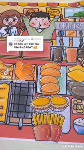 Bộ Tranh Đồ Chơi Giấy Cô Tiên Xanh Tiệm Gà Rán