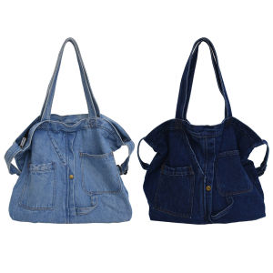 Retro Denim Shoulder Bag Large Capacity Cross Body Bag for Women Stylish Casual Everyday Use